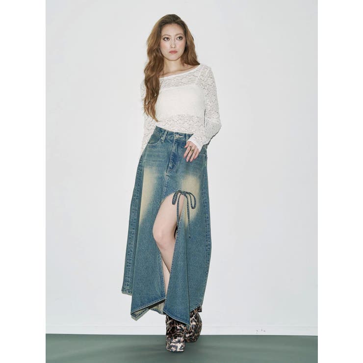 グラデーションスリットロングデニムスカート【セットアップ着用可能】 | EVRIS | 詳細画像14 