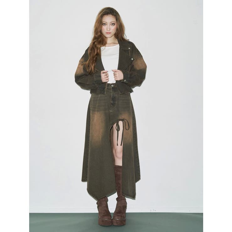 グラデーションスリットロングデニムスカート【セットアップ着用可能】 | EVRIS | 詳細画像15 