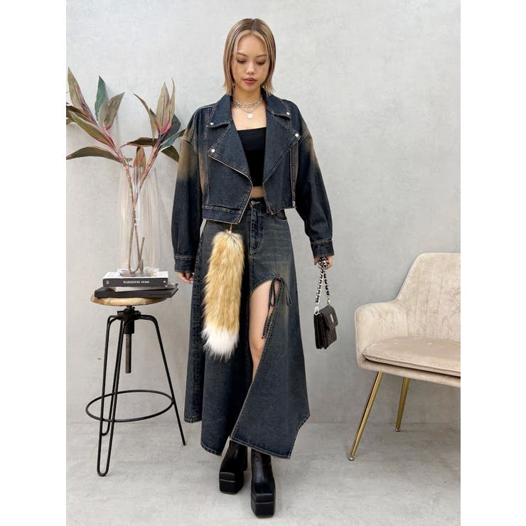 グラデーションスリットロングデニムスカート【セットアップ着用可能】 | EVRIS | 詳細画像18 