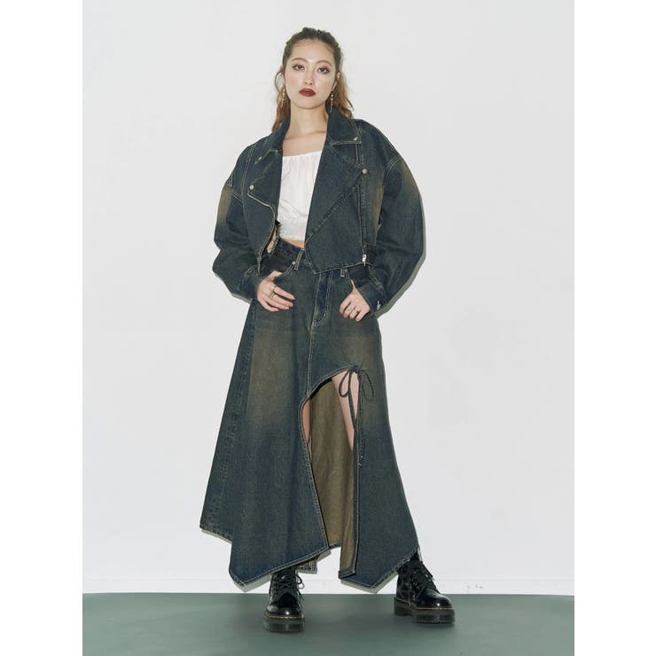 グラデーションスリットロングデニムスカート【セットアップ着用可能】 | EVRIS | 詳細画像2 