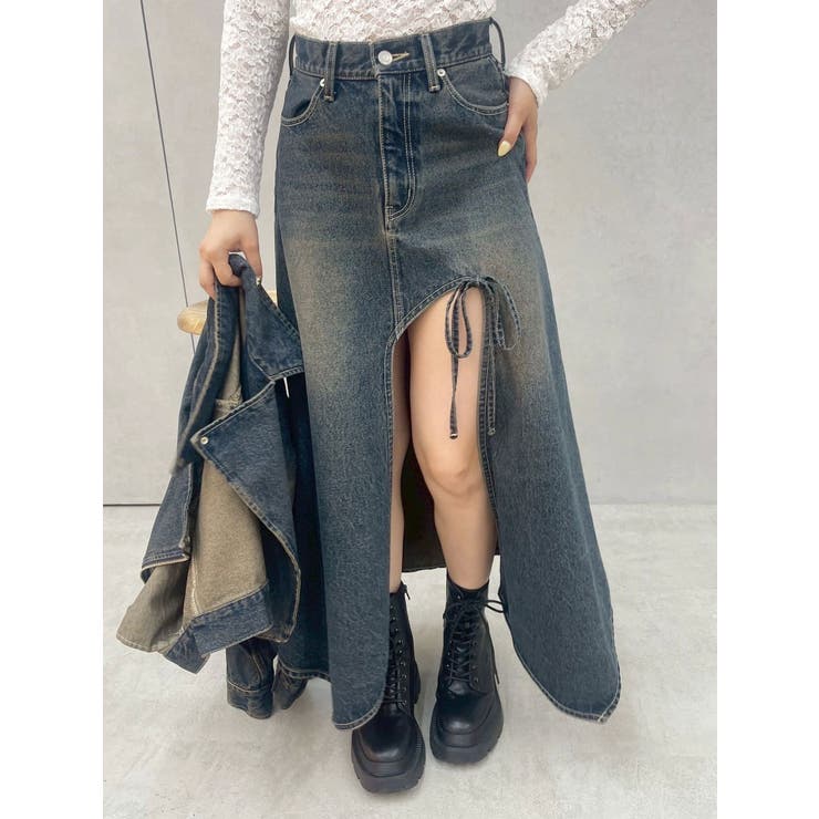 グラデーションスリットロングデニムスカート【セットアップ着用可能】 | EVRIS | 詳細画像26 