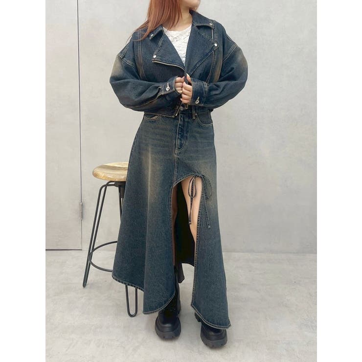 グラデーションスリットロングデニムスカート【セットアップ着用可能】 | EVRIS | 詳細画像29 