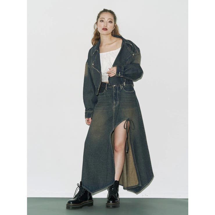 グラデーションスリットロングデニムスカート【セットアップ着用可能】 | EVRIS | 詳細画像3 