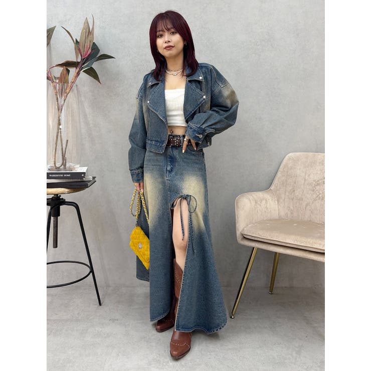 グラデーションスリットロングデニムスカート【セットアップ着用可能】 | EVRIS | 詳細画像34 