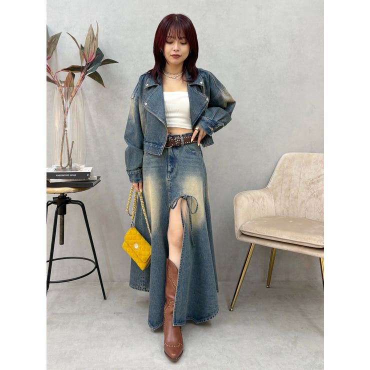 グラデーションスリットロングデニムスカート【セットアップ着用可能】 | EVRIS | 詳細画像35 