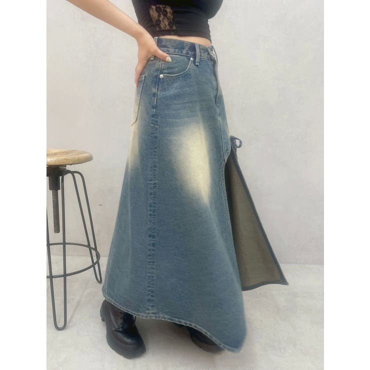 グラデーションスリットロングデニムスカート【セットアップ着用可能】 | EVRIS | 詳細画像38 