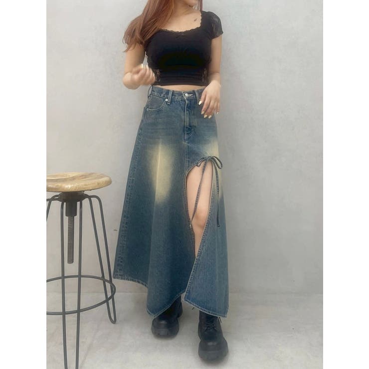 グラデーションスリットロングデニムスカート【セットアップ着用可能】 | EVRIS | 詳細画像39 