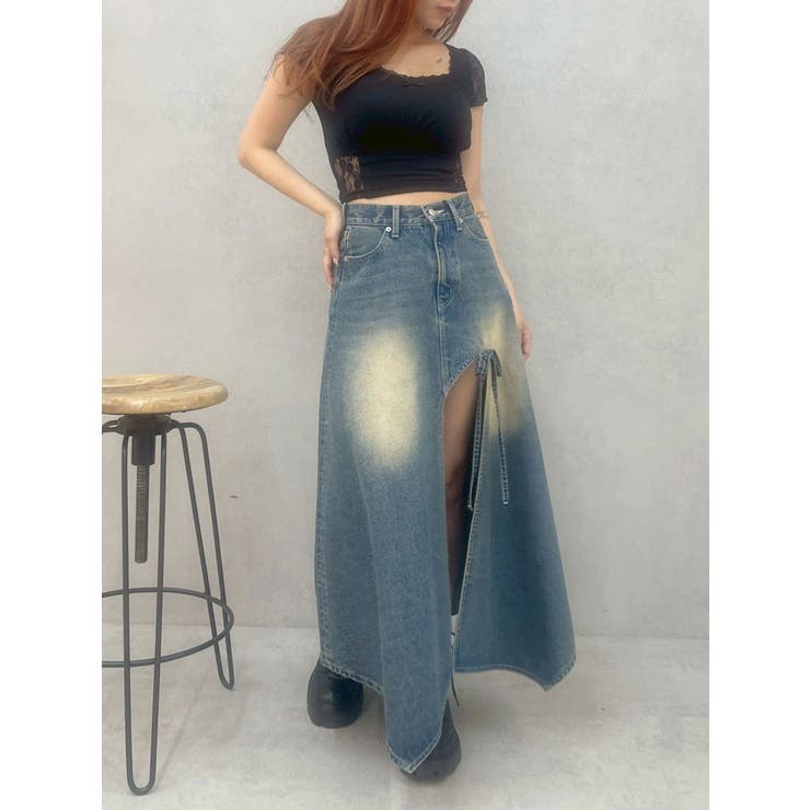 グラデーションスリットロングデニムスカート【セットアップ着用可能】 | EVRIS | 詳細画像40 