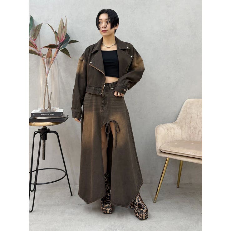 グラデーションスリットロングデニムスカート【セットアップ着用可能】 | EVRIS | 詳細画像46 