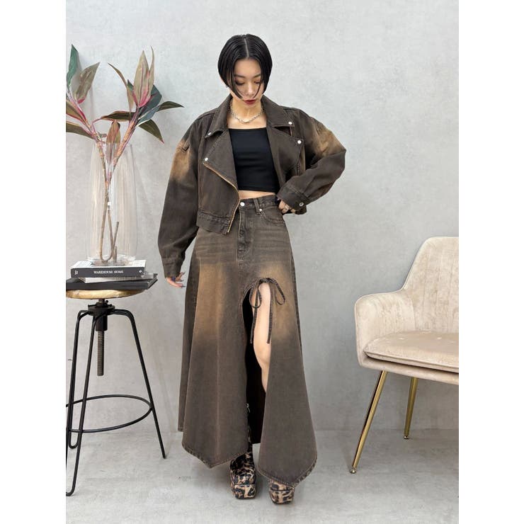 グラデーションスリットロングデニムスカート【セットアップ着用可能】 | EVRIS | 詳細画像47 