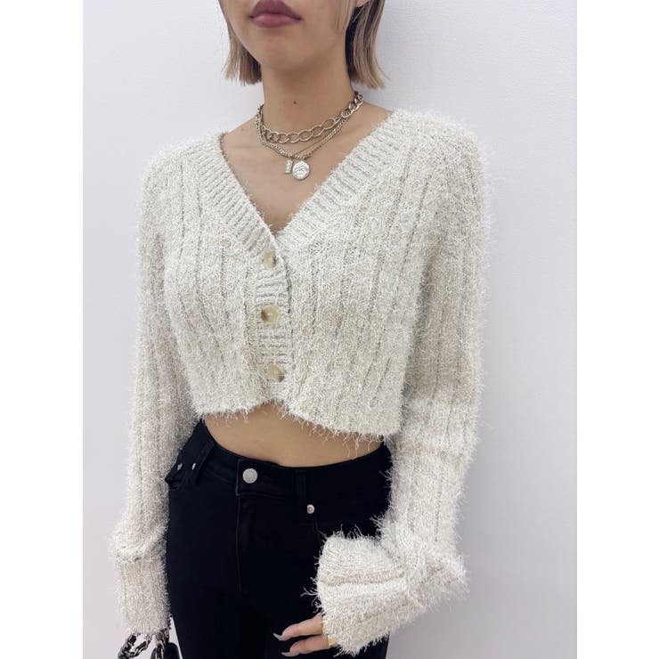 フェザーラメニットショートカーディガン | EVRIS | 詳細画像6 