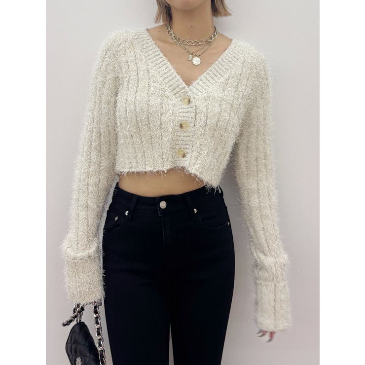 フェザーラメニットショートカーディガン | EVRIS | 詳細画像7 