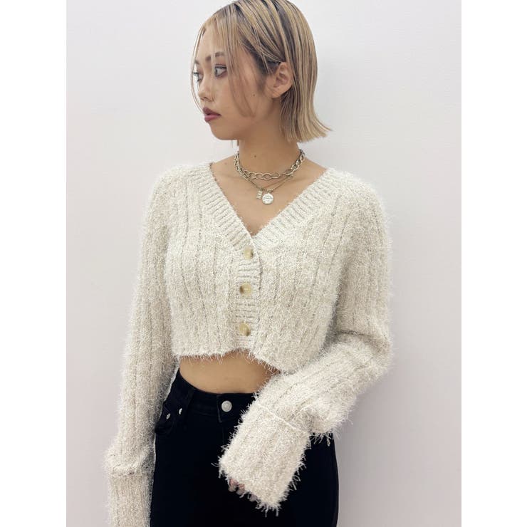 フェザーラメニットショートカーディガン | EVRIS | 詳細画像8 