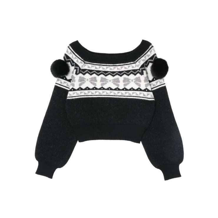 オリジナルグラフィックオフショルニットトップス | EVRIS | 詳細画像43 