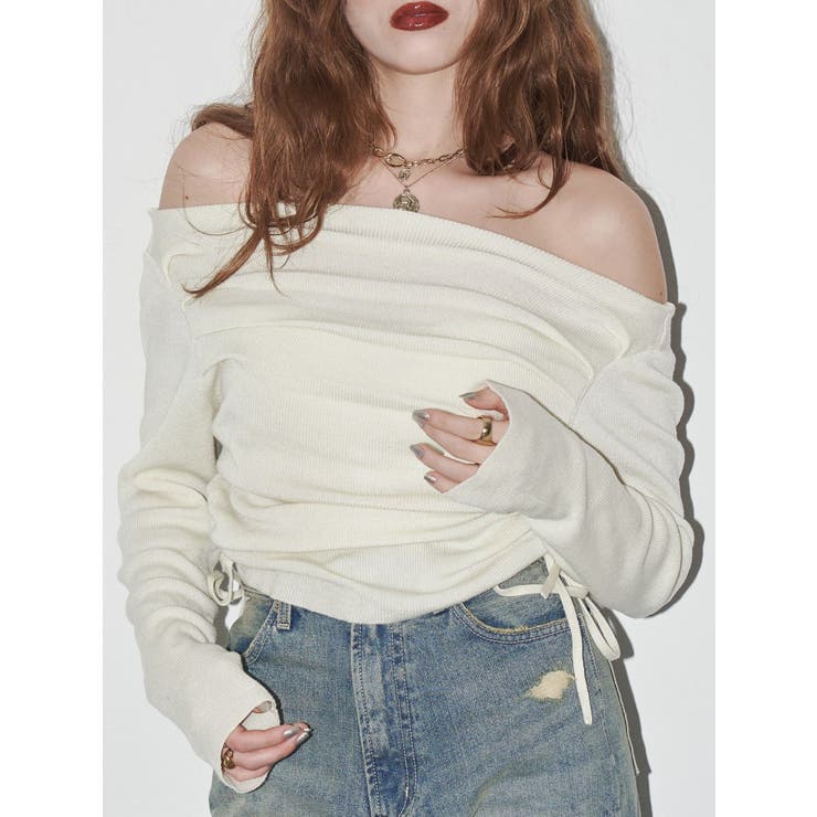 サイドドロストオフショルニットトップス | EVRIS | 詳細画像1 