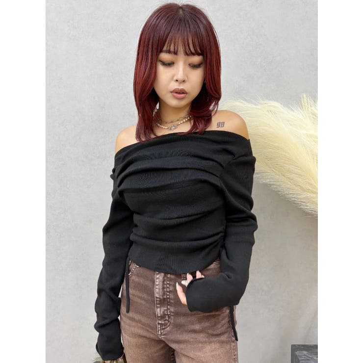 サイドドロストオフショルニットトップス | EVRIS | 詳細画像10 