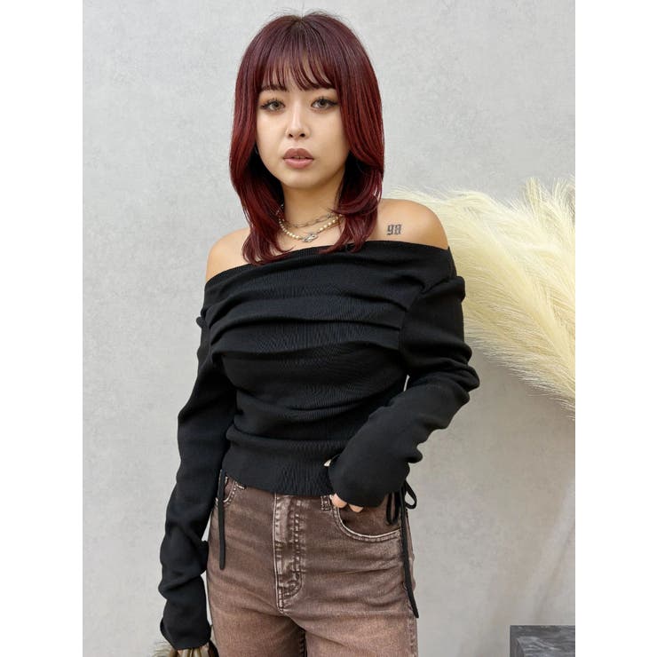 サイドドロストオフショルニットトップス | EVRIS | 詳細画像11 