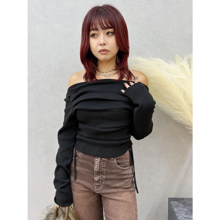 サイドドロストオフショルニットトップス | EVRIS | 詳細画像12 