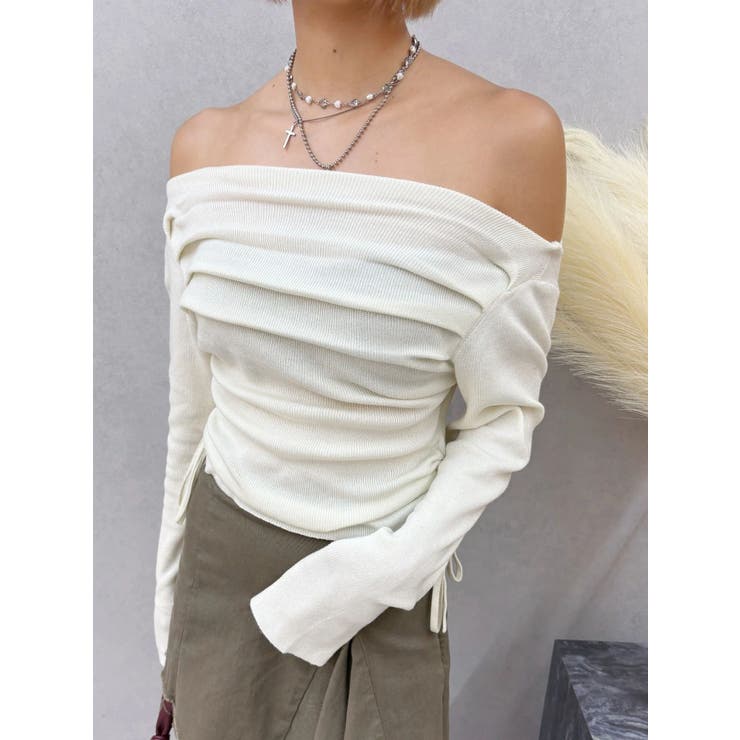 サイドドロストオフショルニットトップス | EVRIS | 詳細画像16 