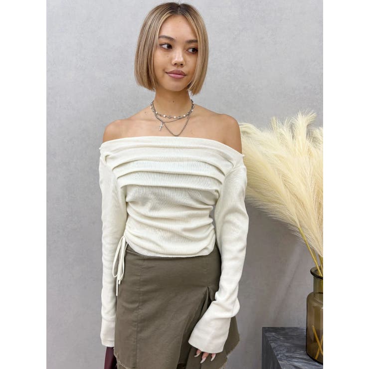 サイドドロストオフショルニットトップス | EVRIS | 詳細画像17 