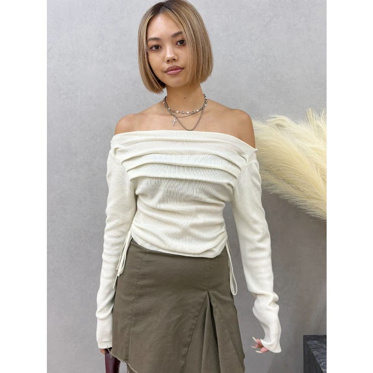 サイドドロストオフショルニットトップス | EVRIS | 詳細画像18 