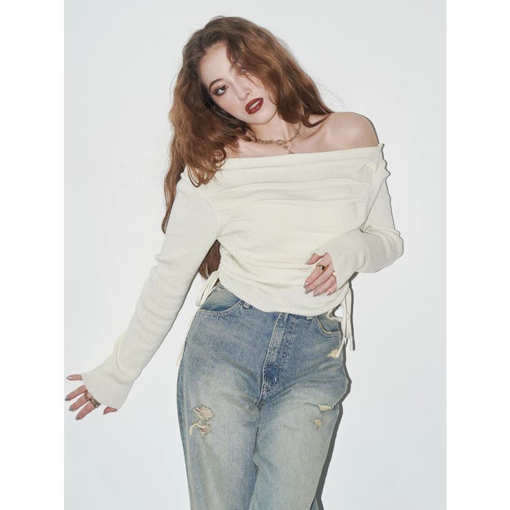 サイドドロストオフショルニットトップス | EVRIS | 詳細画像2 