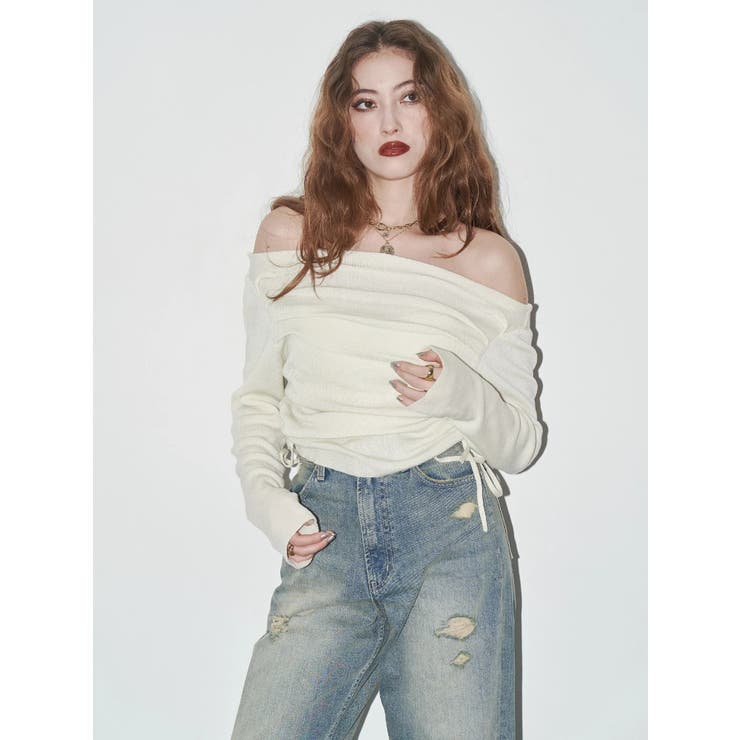 サイドドロストオフショルニットトップス | EVRIS | 詳細画像3 