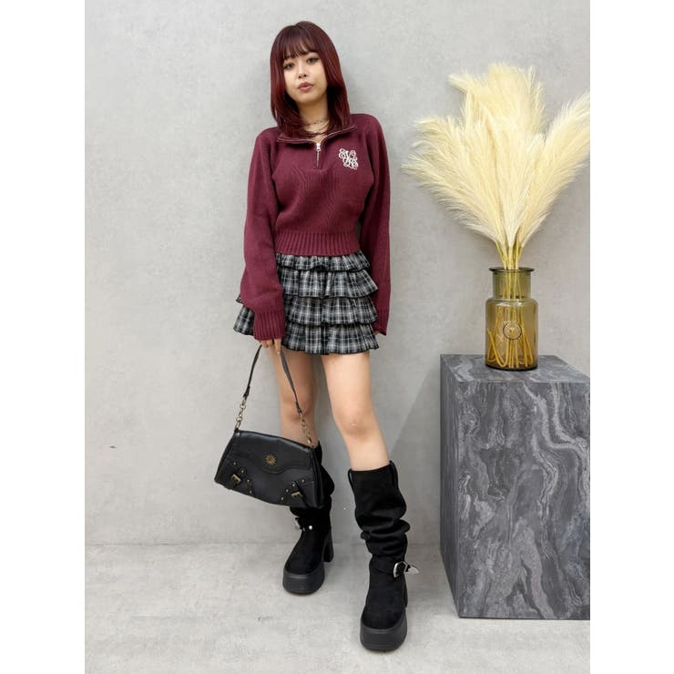 ワンポイントハーフジップショートニットトップス | EVRIS | 詳細画像13 