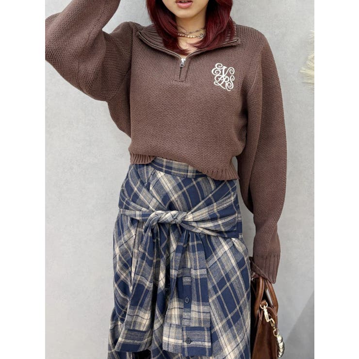 ワンポイントハーフジップショートニットトップス | EVRIS | 詳細画像16 