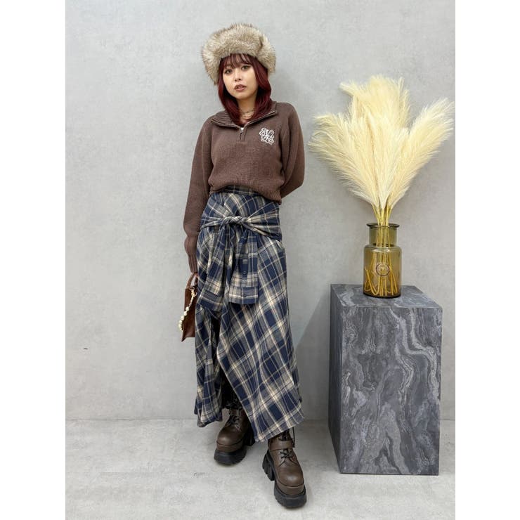 ワンポイントハーフジップショートニットトップス | EVRIS | 詳細画像17 