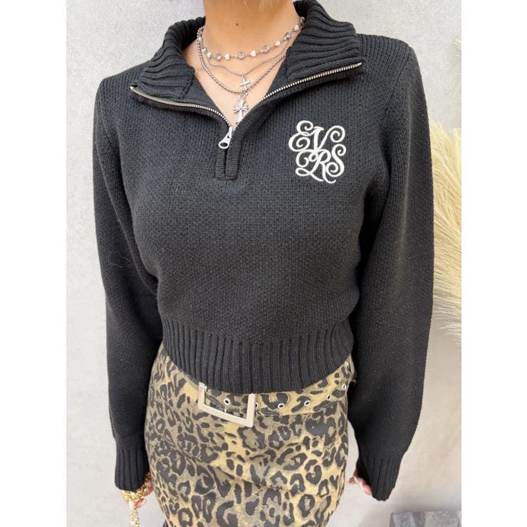 ワンポイントハーフジップショートニットトップス | EVRIS | 詳細画像19 