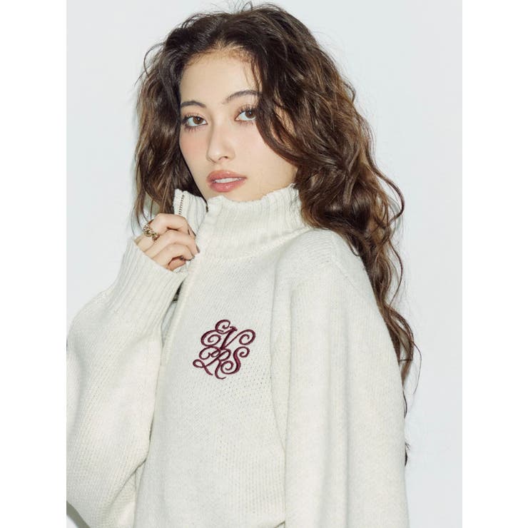 ワンポイントハーフジップショートニットトップス | EVRIS | 詳細画像31 