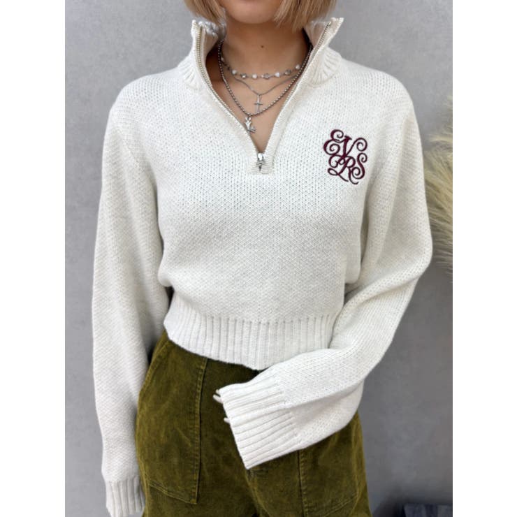 ワンポイントハーフジップショートニットトップス | EVRIS | 詳細画像37 