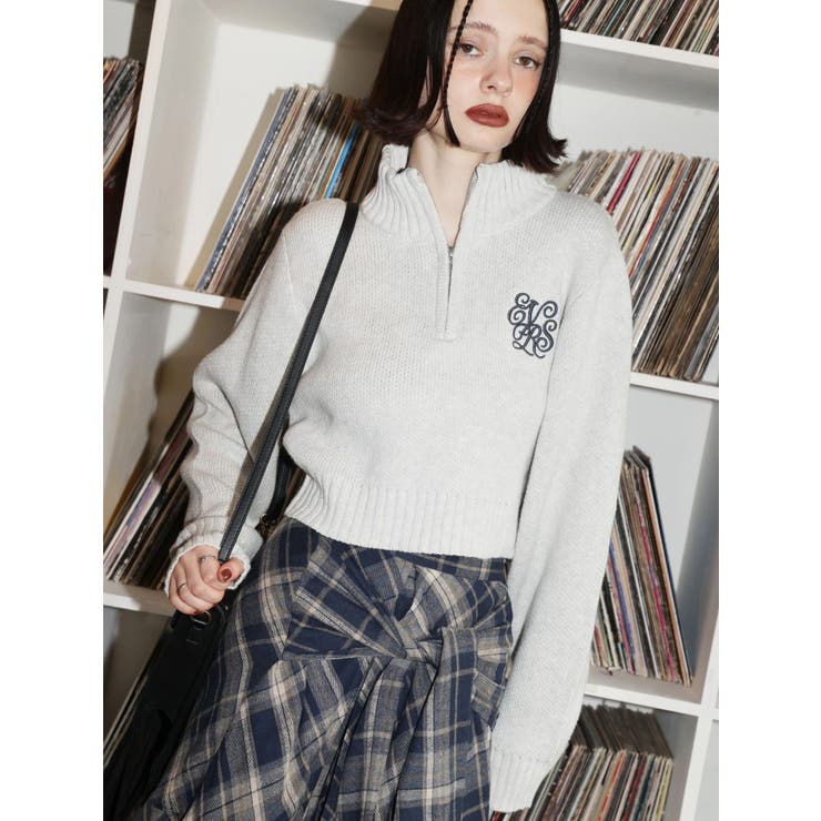 ワンポイントハーフジップショートニットトップス | EVRIS | 詳細画像45 