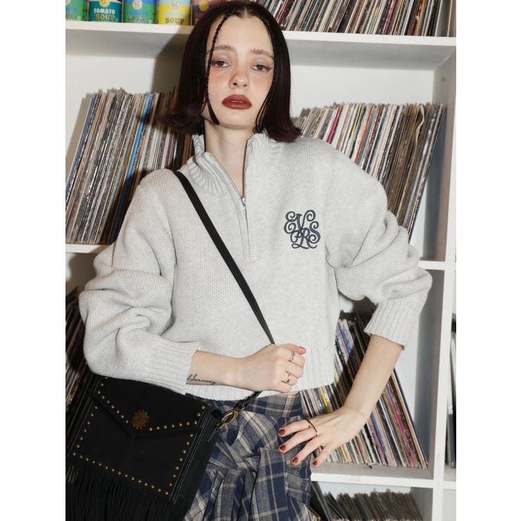 ワンポイントハーフジップショートニットトップス | EVRIS | 詳細画像46 