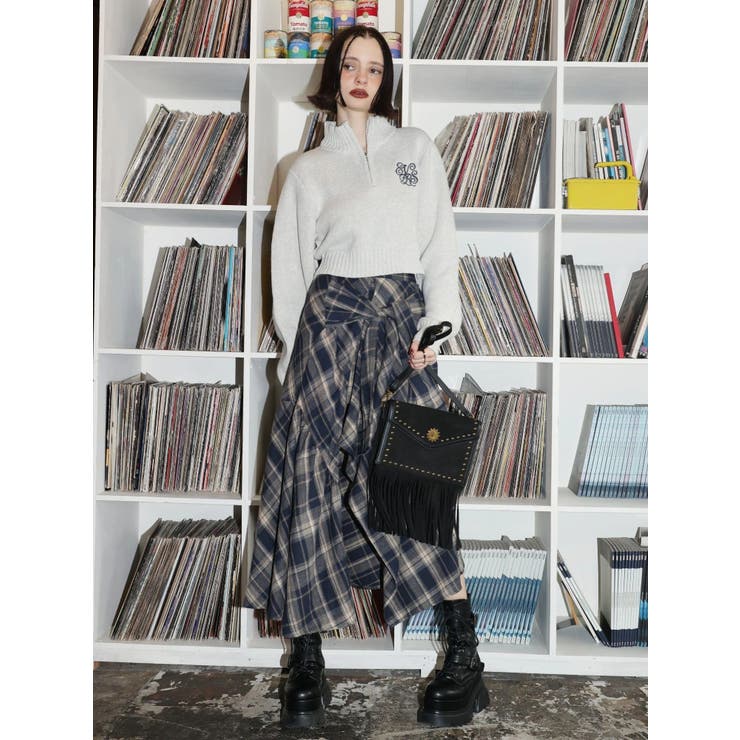 ワンポイントハーフジップショートニットトップス | EVRIS | 詳細画像48 