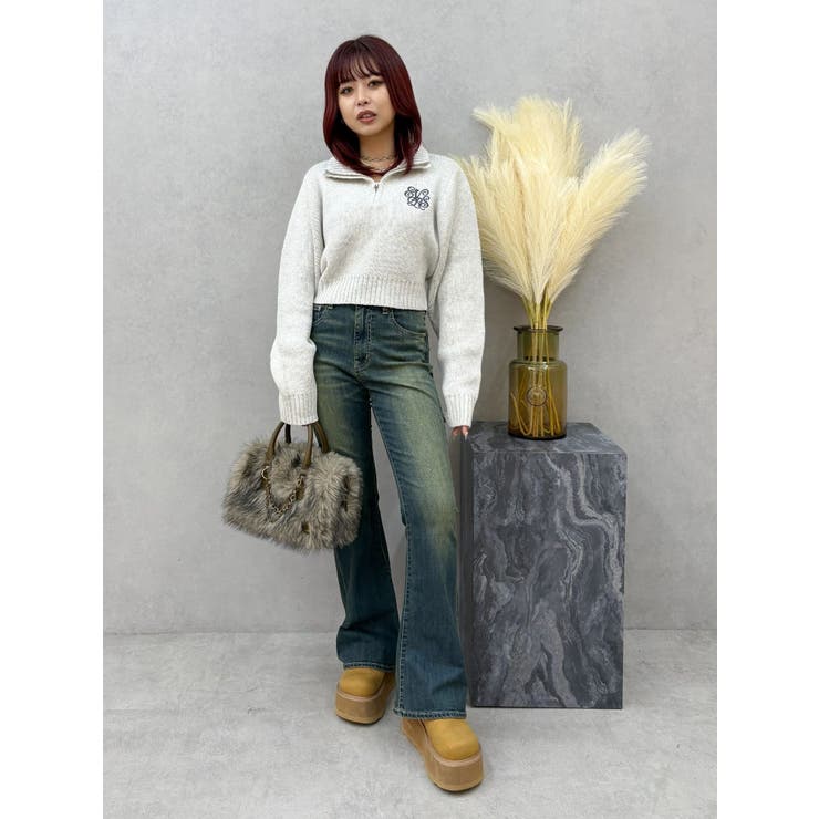 ワンポイントハーフジップショートニットトップス | EVRIS | 詳細画像5 