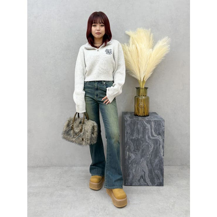 ワンポイントハーフジップショートニットトップス | EVRIS | 詳細画像6 