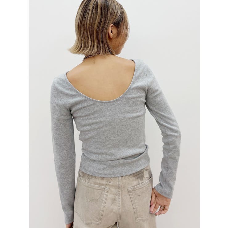 グレー | 【WEB限定】バックオープンリブトップス | EVRIS