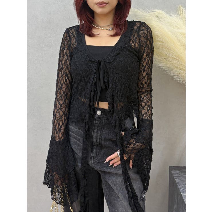 ブラック | レースグランジデザイントップス | EVRIS