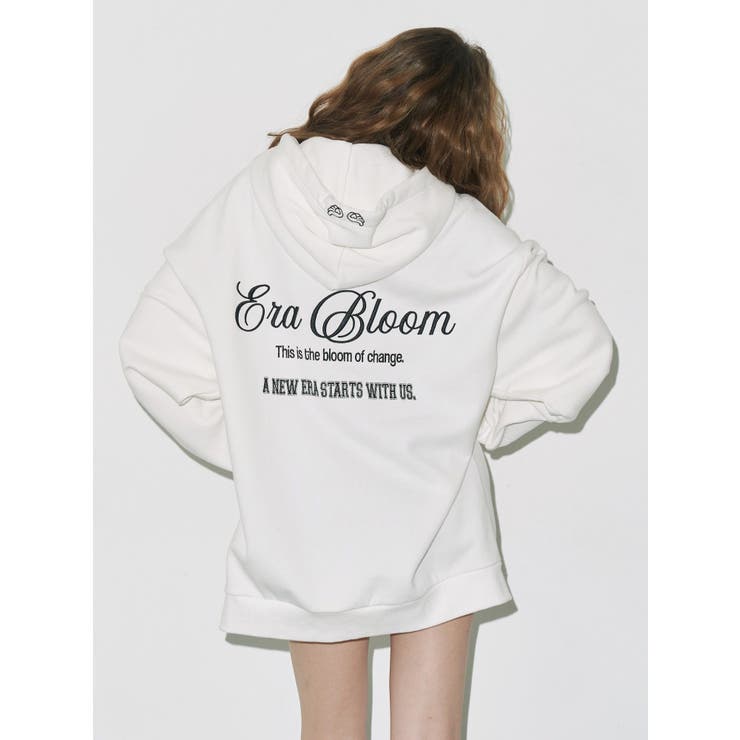 ホワイト | 【裏起毛】era bloom グラフィックジップパーカー | EVRIS