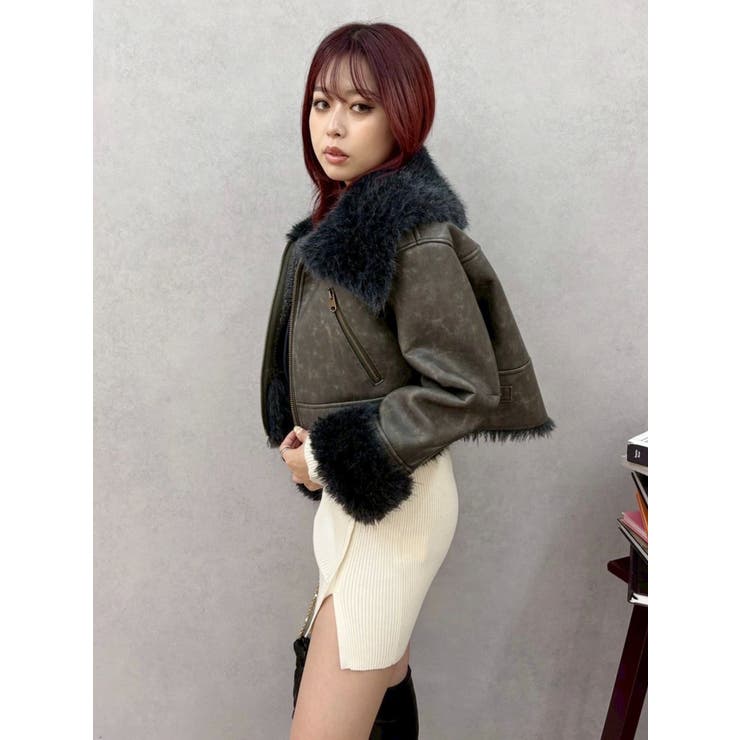 BIGカラーフェイクファーショートブルゾン | EVRIS | 詳細画像16 