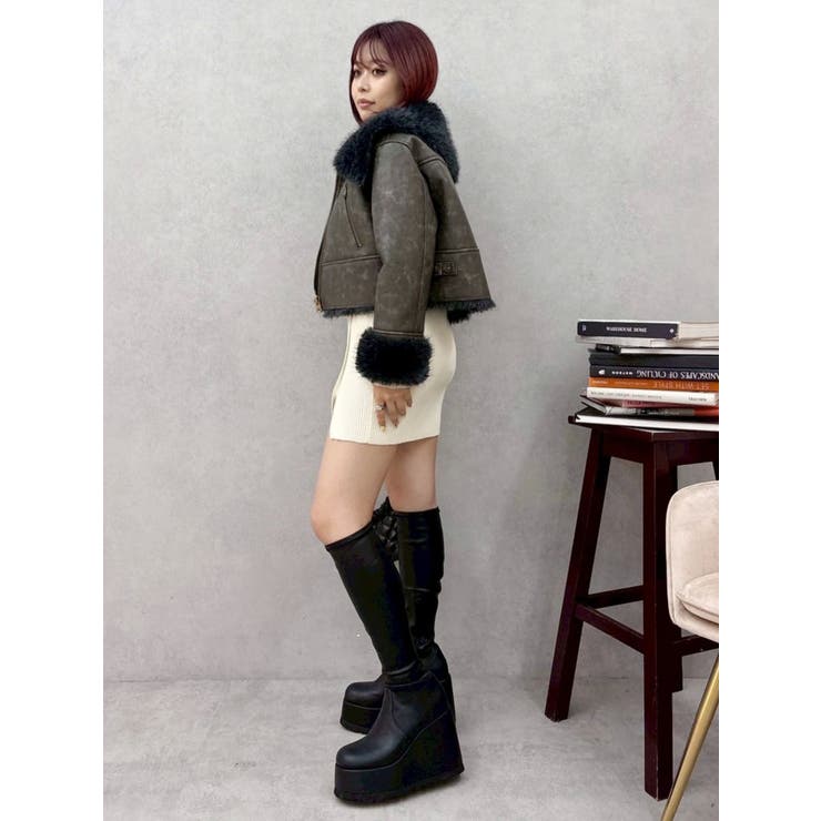 BIGカラーフェイクファーショートブルゾン | EVRIS | 詳細画像19 