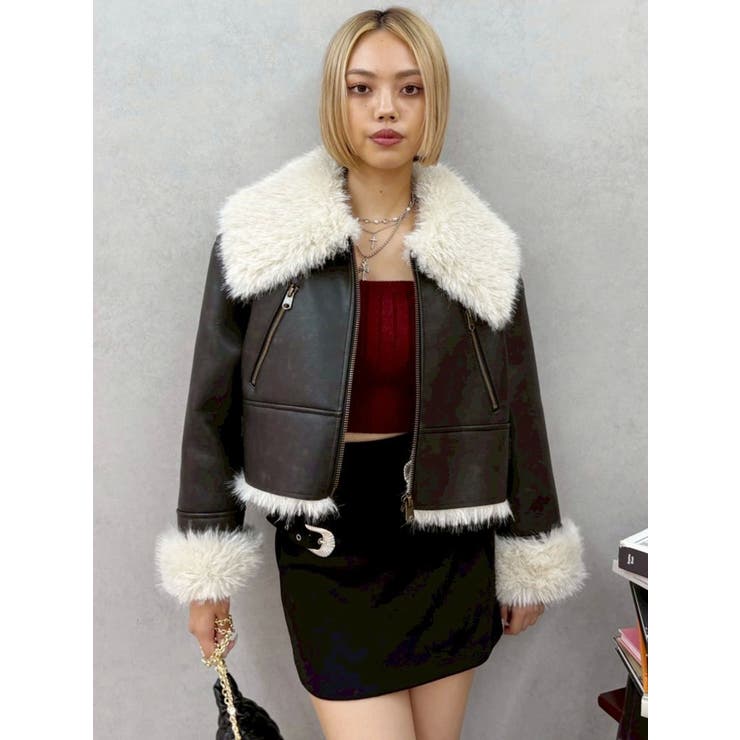 BIGカラーフェイクファーショートブルゾン | EVRIS | 詳細画像2 