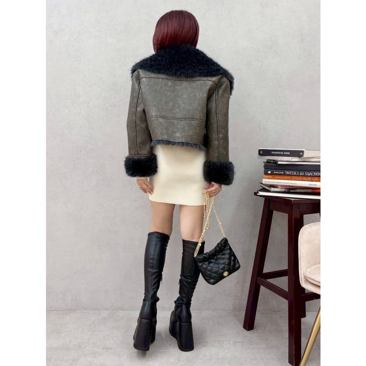 BIGカラーフェイクファーショートブルゾン | EVRIS | 詳細画像20 