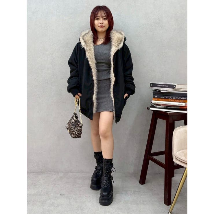 EVRIS オーバーサイズボアブルゾン/黒 EVRIS オーバーサイズボアブルゾン（ブラック） -ファッション