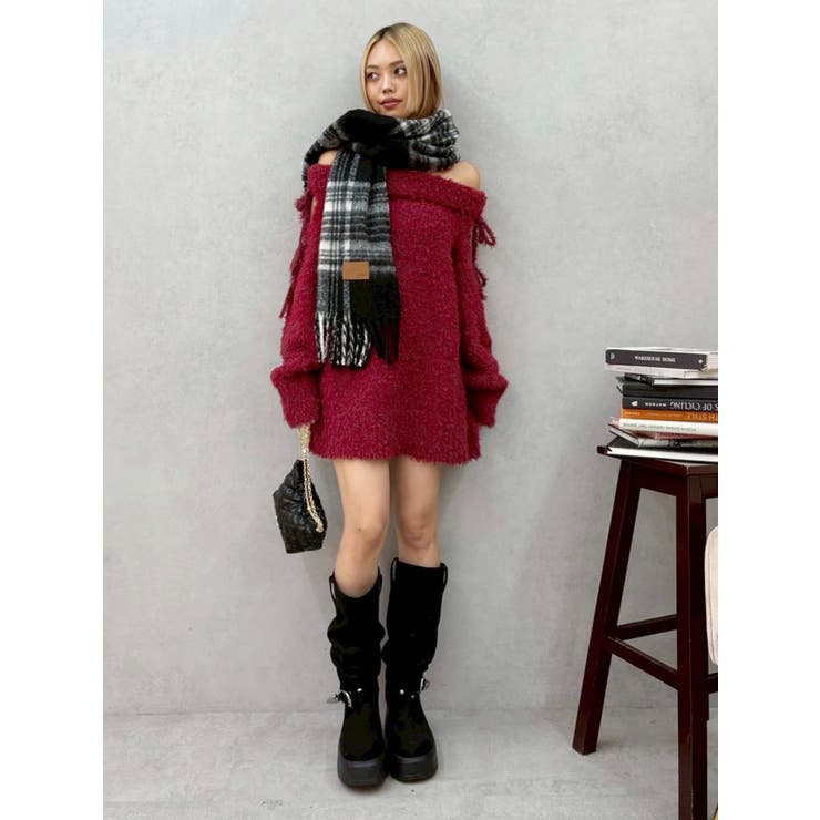 リボンオフショルニットワンピース | EVRIS | 詳細画像15 