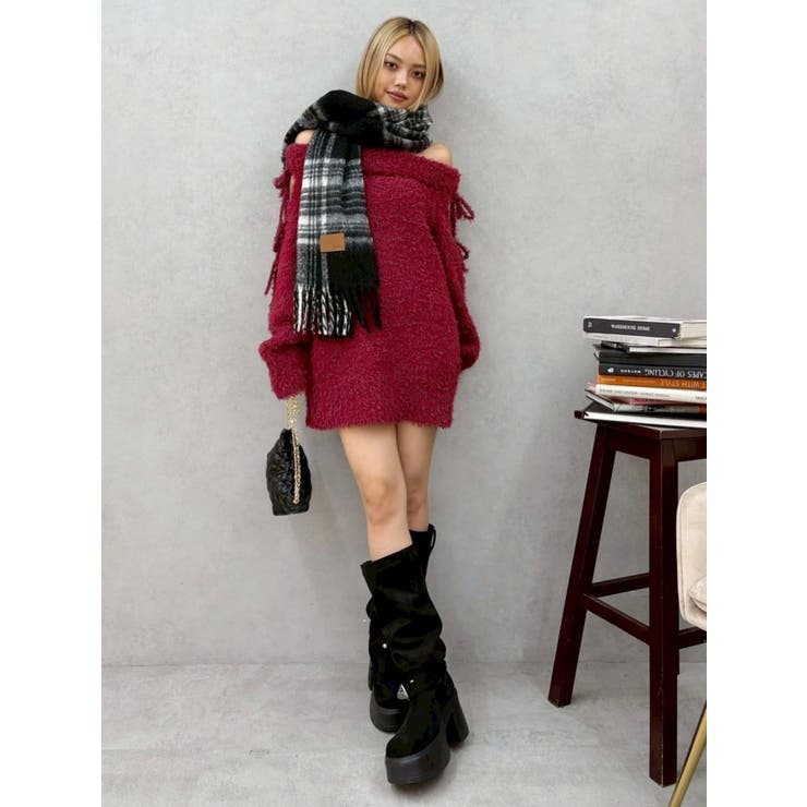 リボンオフショルニットワンピース | EVRIS | 詳細画像16 