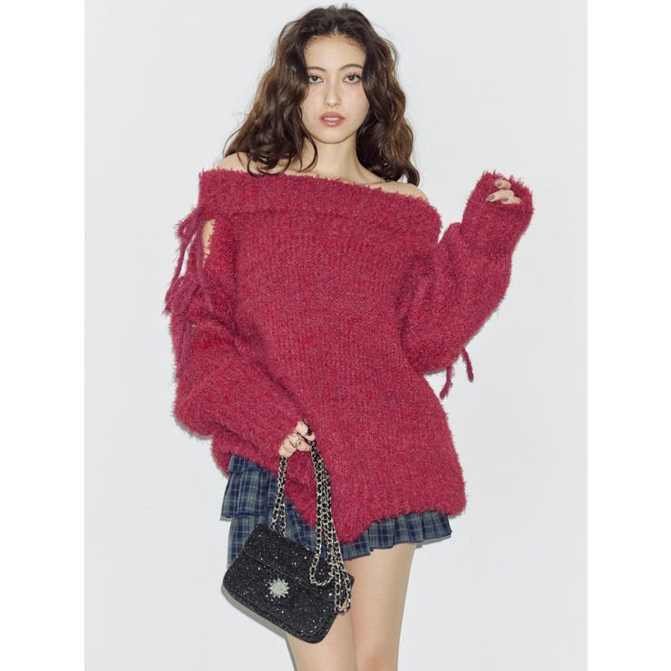 リボンオフショルニットワンピース | EVRIS | 詳細画像2 