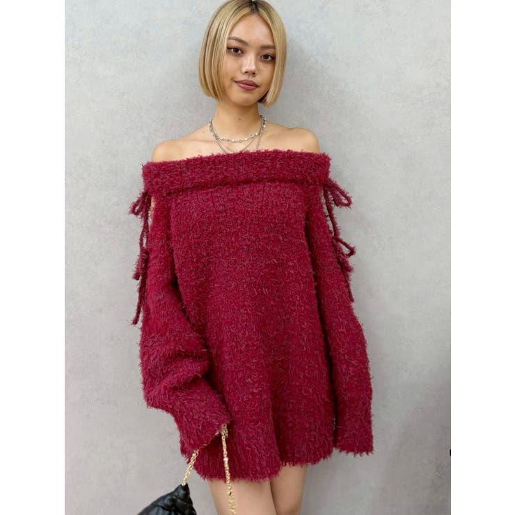 リボンオフショルニットワンピース | EVRIS | 詳細画像9 